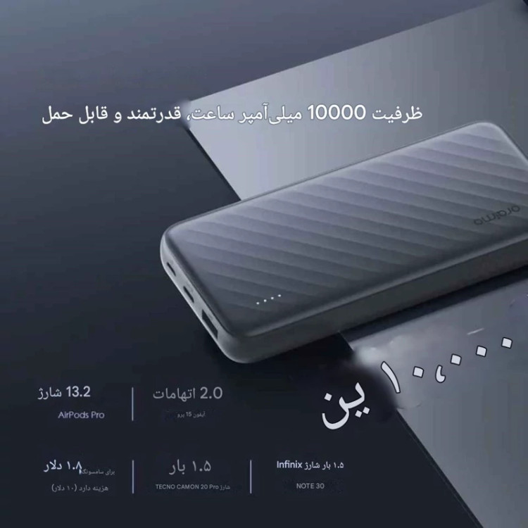 پاوربانک اورایمو 10000مدل20 وات Toast10 (PD Pro2) (118Q)