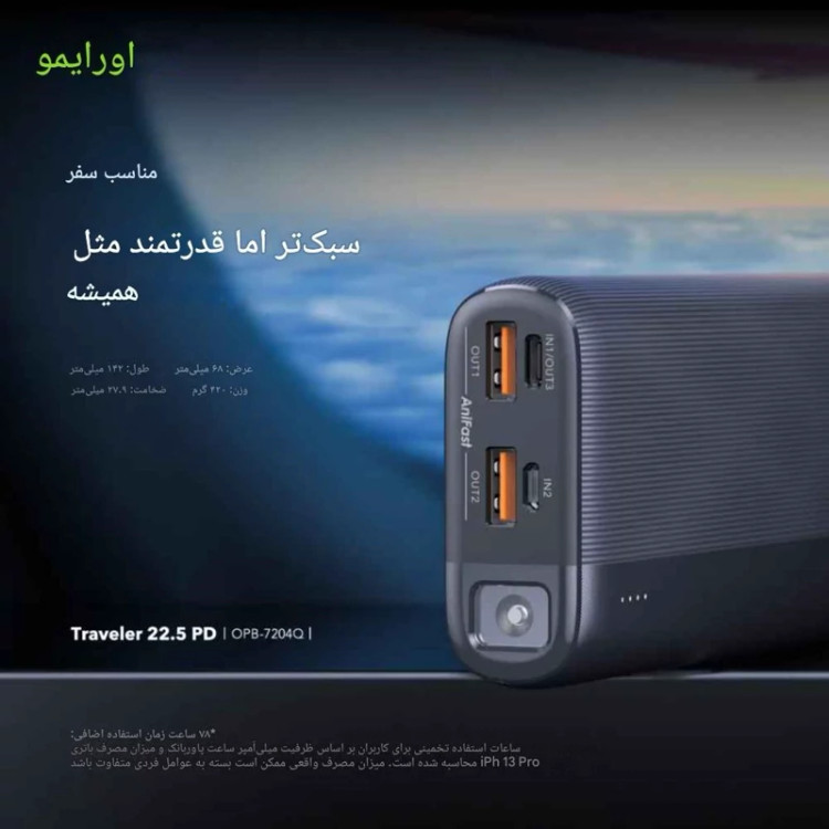 پاور بانک اورایمو 20000 مدل Slice Link (7204Q)(22.5W)