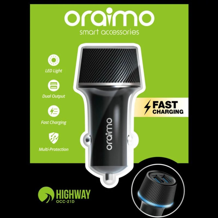 فندکی اورایمو 2آمپر فست شارژ2 پورت خروجی مدل HighWay (21D)