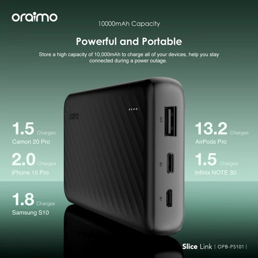 پاوربانک اورایمو مدل P5101 ظرفیت ۱۰ هزار میلی آمپر