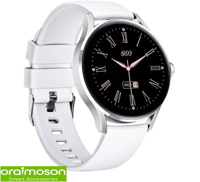 ساعت هوشمند شیائومی مدل QCY Watch Elite با بدنه رویه زینک و بند سیلیکونی