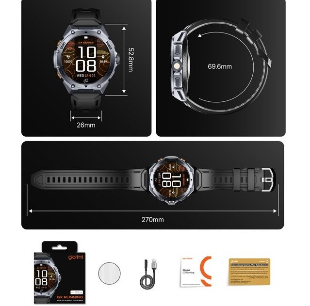 ساعت هوشمند گلوریمی مدل GX Running با صفحه AMOLED و بند سیلیکونی