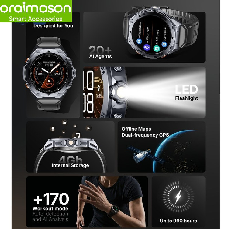 ساعت هوشمند گلوریمی مدل GX Running با صفحه AMOLED و بند سیلیکونی